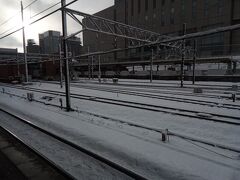 金山駅です。ここから中央本線で奈良井へ向かいます。かなり雪が積もっています。運行は少し遅れていただけでした。