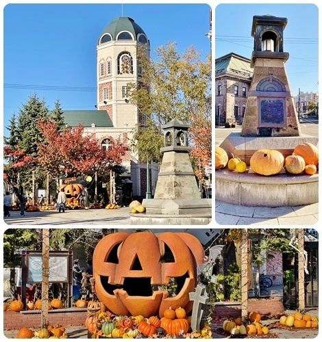 本店前にある広場、メルヘン交差点には巨大カボチャのランタンが設置されてハロウィン一色☆