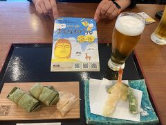 2軒目は柿の葉寿司と天ぷらとビール
