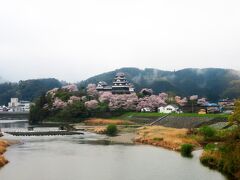途中、伊予大洲をでて肱川を渡ると、大洲城が桜とともに見事でした。