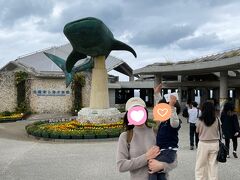 朝食後、車を1時間ほど走らせ、美ら海水族館へ！
4年前に友達と訪れた際、この場所で並んで写真を撮った記憶がありましたが、今はガラガラ。映えスポットも年々変わるのかな？
息子はご機嫌でお魚ポーズ？取ってくれました。