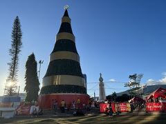 クリスマスツリーとモニュメントアルディヴィーノサルバドールデルムンド。そういえば、クリスマスの日でした。