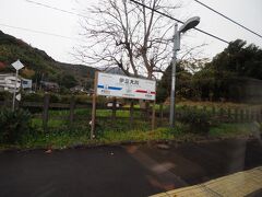 伊豆大川駅で運転停車（ドアは開かないが行き違いなどのために停車）