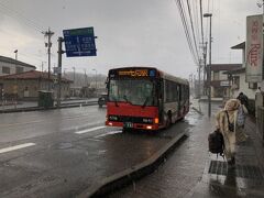 １０分足らずの移動中にあられが降り始め、和倉温泉駅前停留所に到着したときが最も激しく降っていたそうです。しかも停留所は駅のロータリーではなく、駅前の道路沿いにあるので、信号が変わるのを待って横断が必要だったそうです。
（タクシーとホテルの送迎バスにロータリーが占拠されているのかなぁ）
