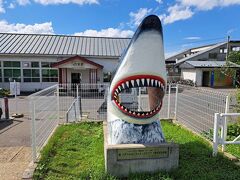 鮫駅に到着しました。
鮫駅のコインロッカーは空いていた為
スーツケースを収納できました～

鮫という名前の駅名ですので鮫のレリーフが…