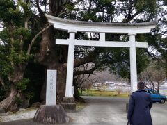 おおーー　ここですね
鳥居の脇に　でっかい楠木があります
神社好きの　夫は喜びますね