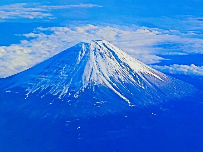 富士山！冠雪南面 JAL261便～空撮 ☆離陸10分後-南アルプス連峰-三河湾