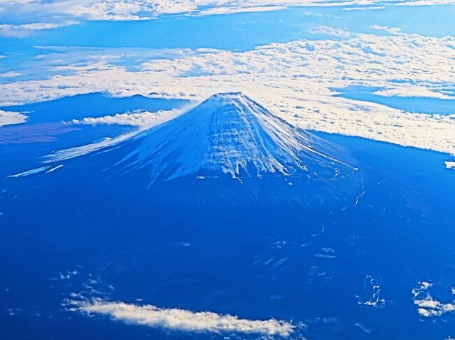 富士山！冠雪南面 JAL261便～空撮 ☆離陸10分後-南アルプス連峰-三河湾