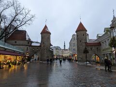 有名なヴィル門に到着。
1300年代の建造された、タリン旧市街への入り口を示す監視塔ですが、まるでおとぎ話の世界のようです。

