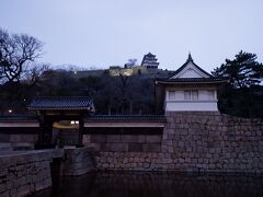 　歩いて10分位で丸亀城の入口です。明け方の丸亀城も絶景です。