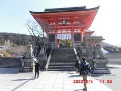 清水寺仁王門です。ここの狛犬は珍しいタイプで、何故か理由は不明ですが、左右２匹の狛犬が口を開けています。通常は「阿吽」で、口を閉じている狛犬と開いている狛犬の組み合わせですが。