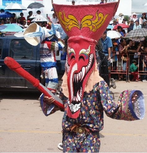 　朝7時発のロムサック行き普通バスでルーイを出発、８０数キロの山道を２時間かけてダンサイ村へ到着、ゾロゾロと歩くタイ人観光客らしき人達の後についてゆく、１０時の開会式を待つ、この辺の有力者の挨拶だの来賓の紹介だのがあり（←多分）貴賓席の前でタイダンスが始まる、そしてお待ちかねのパレード。