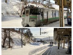 南小樽駅に到着。。
乗って来た731系電車をお見送り($・・)/~~~
ゆ・・雪の塊が(ﾟДﾟ;)

雪の中を走り去ってゆく姿はどこか寂しげ。。。