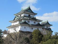 石段を登った先に天守閣を見渡せるスポット（本丸御殿跡）があってそこからの写真です。青空に映える天守閣。ここから写真を撮っている人が多かったですよ