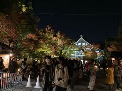 　食事を終え高台寺のライトアップを見に来ました。しかし土曜日の夜で入場制限のため１００ｍを越える行列！