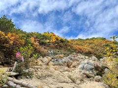燕山荘直下は色づいて