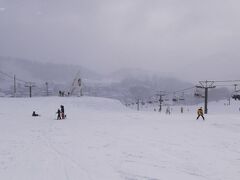 広くてなだらか鐘の鳴る丘ゲレンデ　栂池高原で一番有名かも
小雪で風が結構(><)