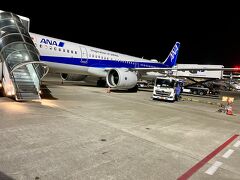 １時間遅れのフライトで羽田へ。

羽田では安定の沖止め。
最後に乗ってきた飛行機を間近に見られるご褒美。