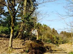 駅から徒歩数分で、西山公園の入り口。
同じ駅で降りたのは、撮り鉄君一人と、孫を連れたおじいちゃん。

かなり急な坂道を上るので、途中追い越したカップルがお疲れの様子。
こういう道は大好きだけど、段差の幅が一定でなく、木が飛び出しているので、歩きにくいですよね。