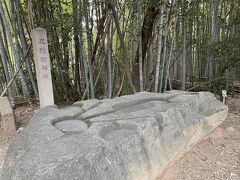 竹藪の中に酒船石があります。