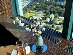 【 TwentyEight @CONRAD TOKYO 】

コンラッド東京28階のバー＆ラウンジ【トゥエンティエイト】で，「桜ストロベリーのグレイスフル・アフタヌーンティー」をいただきます。日当たりの良い窓側席に案内していただきました。客層はほぼ女性。

「浜離宮恩賜（おんし）庭園」の菜の花の黄色も鮮やか。国の特別史跡・特別名勝です。