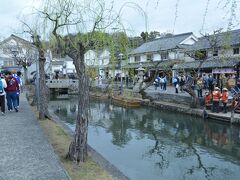 大勢の観光客で賑わう倉敷川.。
観光川舟を利用する方も数多くいらっしゃいました。