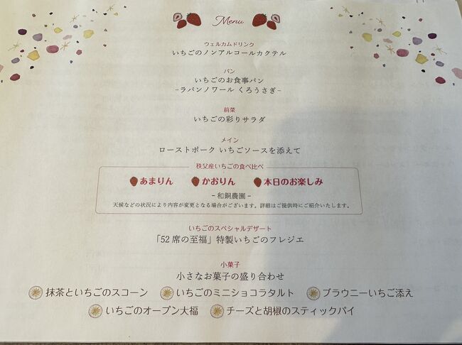 本日のメニューになります。