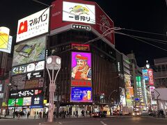 すすきの交差点。ニッカの電飾看板を見ると札幌に来たなあという実感が湧きます。