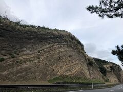 下山して地層断面図へ。思ってたより大きくて、そして長い。