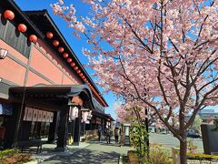 西武鉄道で西武秩父駅まで。
今回は夫と一緒に行きます。

駅には温泉が併設されています。
前の桜が満開でした。