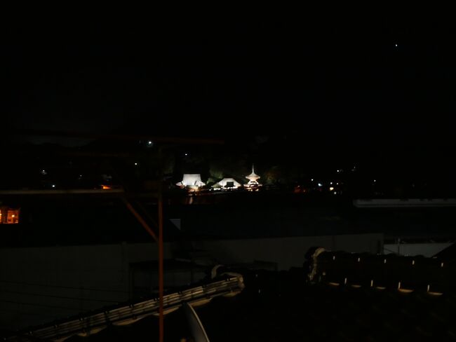 お部屋から浄土寺のライトアップが見れました。