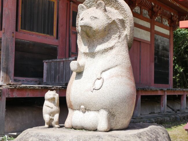 ありがたい狸さん。一夫一妻で、夫婦円満、子宝にもご利益があるそうです。