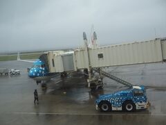 久米島に到着したけど、あいにくの雨。