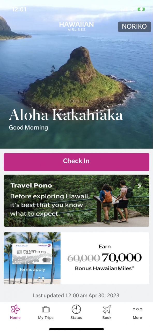 アロハコレクション×ハワイアン航空Tシャツ ラベンダーM アロハコレクション×ハワイアン航空Tシャツ ラベンダーM