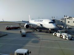 JALで帰還。最近小さな飛行機しかのってなかったので、3-3-3のシートが新鮮でした。