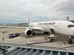 福岡空港に到着。A350のクラスＪは、ほんとうに快適でした。