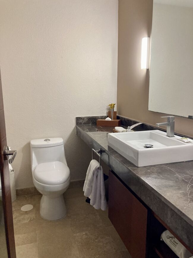 洗面所。<br />ダブルシンクではありません。<br />そしてこのホテルでは残念ながら、バスタブ付きの部屋はマスタースイートのみとなっています。