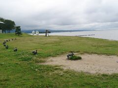 島根県立美術館の外を走る（?）宍道湖うさぎです。

走っている姿がコマ割りになっていて可愛らしいです。