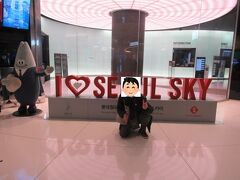 I LOVE SEOUL SKYの前でポーズ。
中国人観光客の人に撮ってもらいました。
シェイシェイ！
