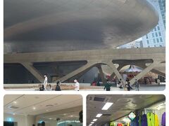 東大門のハイブリッドなデザインプラザ。中のお店も素敵です。右下は駅のモール。こっちの方が落ち着く。

若過ぎず一番しっくり来たミリオレのビルでニットやバッグを買いました。靴とピアスも見たかった。。