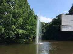 公園の南の方に小さな池があり、5m以上ありそうな高さの噴水が上がっていました。
