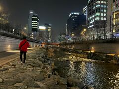 散歩の流れでライトアップされた清渓川を訪れます。
ここは昔、上空を高速道路が走っていた川なのですが、清流再生のような形で高速道路をなくし、川を復活させた過去があります。都市計画や環境再生に興味があり、一度足を運んで、確認してみたかったのです。是非、変遷などに興味がある方は調べてみてください。