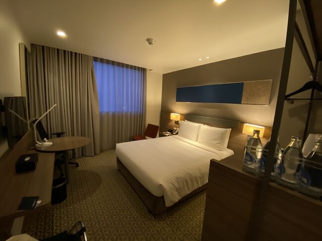 ホテルの建物は高層階ではなく景色は望めないが、部屋の広さも十分。<br />1泊約8000円