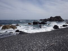 メインは、泥岩の黒、砂岩の灰です。
白く見えるのは、白骨化したサンゴの死骸(石灰岩の手前の段階)です。あと、白く砕けた荒波。一応、晴天の春真っ只中の天気です。
｢室戸岬｣というタイトルのメジャー系演歌も存在するらしいです。