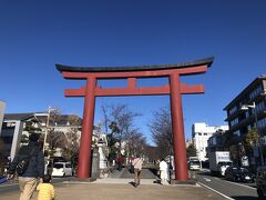 鎌倉駅から徒歩3分程で若宮大路へ。迷った挙句、真ん中の参道を歩くことに。左右車道があり、さらにその横にお店が立ち並ぶ歩道があります。