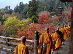 長谷寺　朝の勤行は３０分ぐらいで、そのあと外でもお経をあげて移動されます。