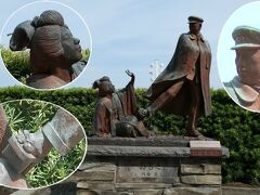 で「寛一・お宮の像」

二人の表情は意外にも「無」だった
こんな無表情で蹴られたらショックだよな～
でも、お宮も足蹴にされたのに無表情ってのも、ある意味コワイ

で、高下駄が見事に膝にクリーンヒット！
こりゃ痛いぞ

ちなみに、金色夜叉の原作じゃ「靴」だったらしい
1985年に設置されたが、この像のポーズにはさすがに批判も多かったそうだ