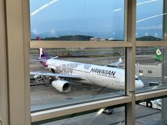 福岡空港からの出発です。チェックインカウンターも混んでましたし、飛行機もほぼ満席だったと思います。