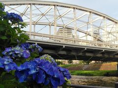 紫陽花に開運橋