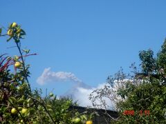 「現地火山ツアー」もあるので、
申し込んだのだが、（かなりの登山らしい）
人数や天気、火山の状況などもあり
残念ながら中止に。

ちなみにモクモク噴煙を上げてるのは、「フエゴ火山」。
「グアテマラの桜島」と名付けよう。